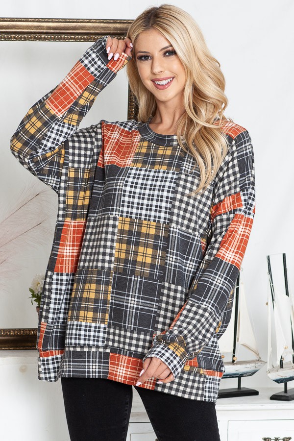 Brylee Oversize Long Sleeve Patchwork Print Sweatshirt | AeyrApparel.com