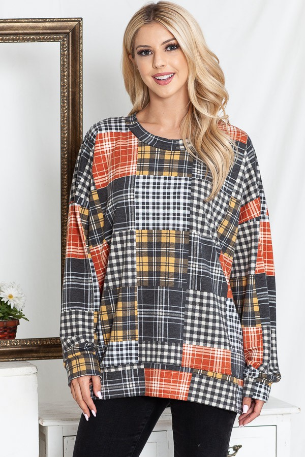 Brylee Oversize Long Sleeve Patchwork Print Sweatshirt | AeyrApparel.com