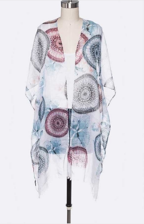 Teal Tie Dye Burst Print Kimono | AeyrApparel.com