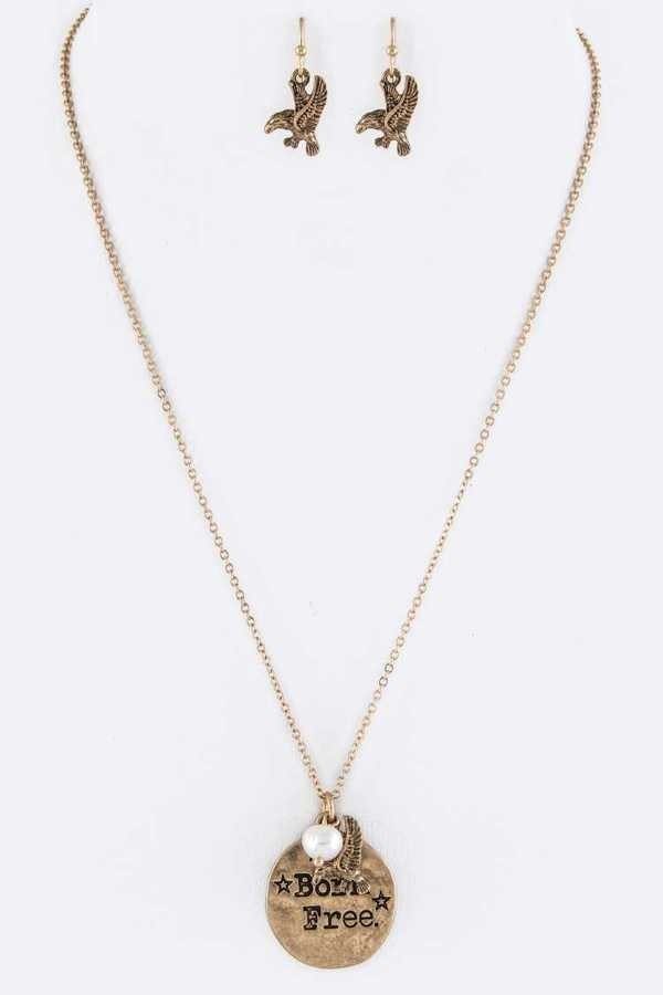 Burnished Gold Born Free Charm Necklace Set | AeyrApparel.com