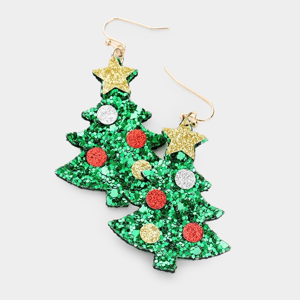 Glitter Christmas Tree Earrings | AeyrApparel.com