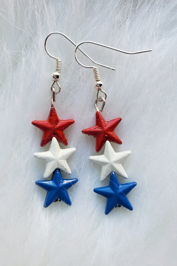 Red White and Blue Star Trio Earrings | AeyrApparel.com