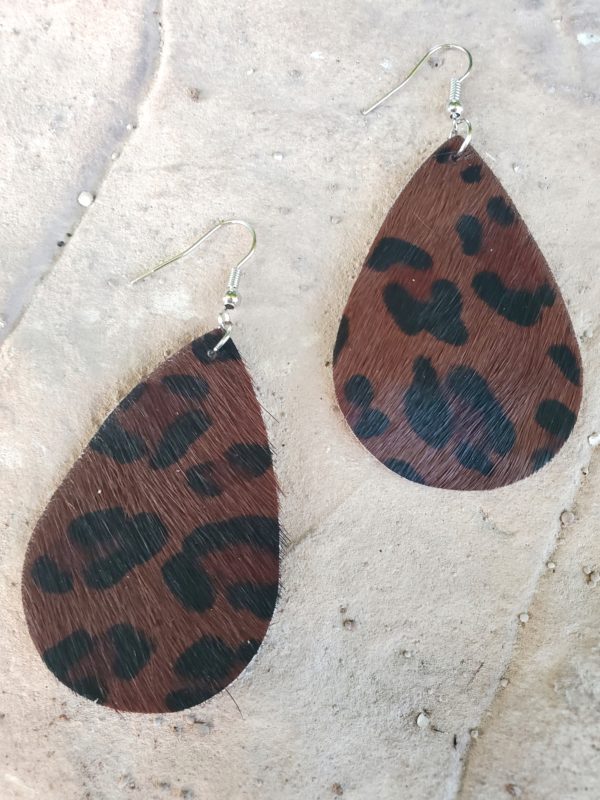 Dark Brown Leopard Teardrop Earrings | AeyrApparel.com