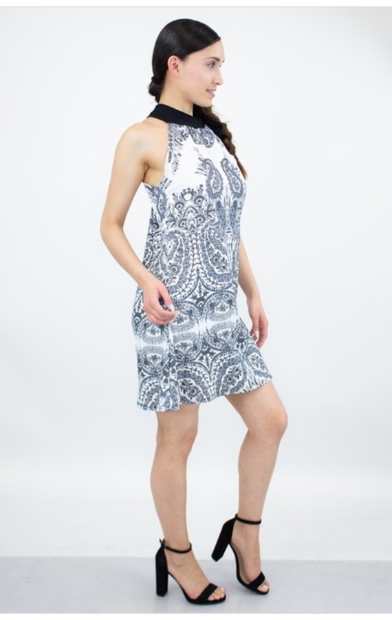 Skyler Tie Neck Ornate Printed Sleeveless Tunic | AeyrApparel.com
