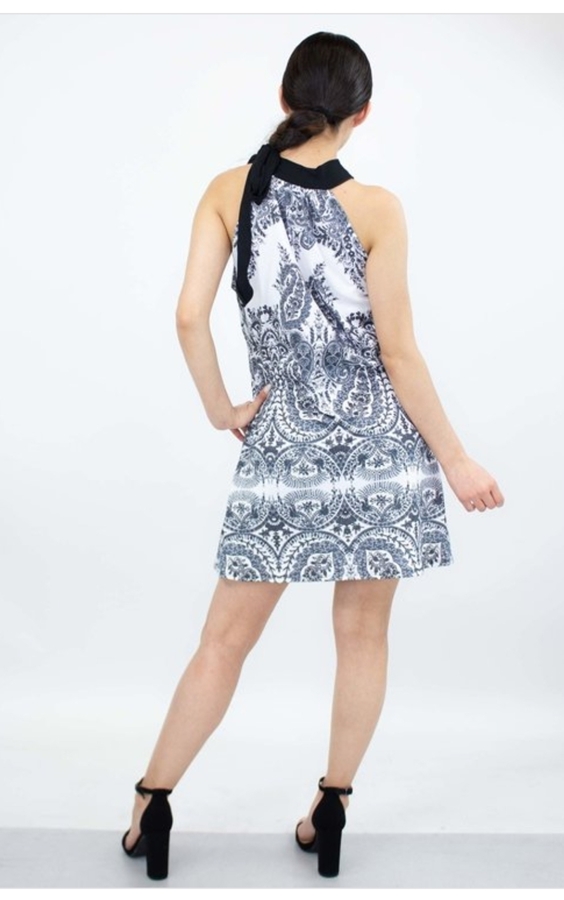Skyler Tie Neck Ornate Printed Sleeveless Tunic | AeyrApparel.com