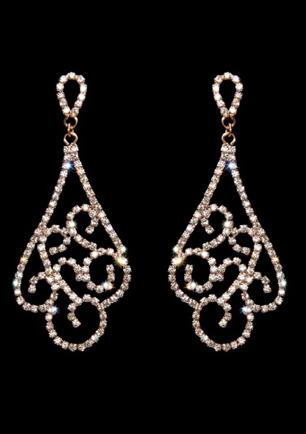 Rose Gold Rhinestone Swirl Earrings | Aeyr Apparel