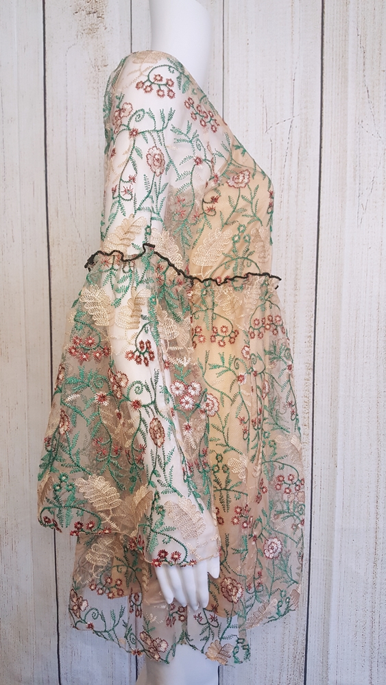 Sarah Floral and Botanical Embroidered Short Dress | AeyrApparel.com