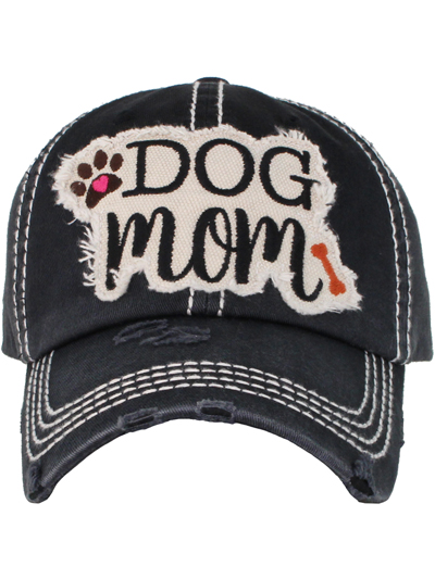 Dog Mom Onyx Distressed Cap | AeyrApparel.com