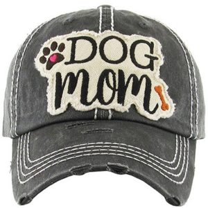 Dog Mom Black Distressed Cap | AeyrApparel.com