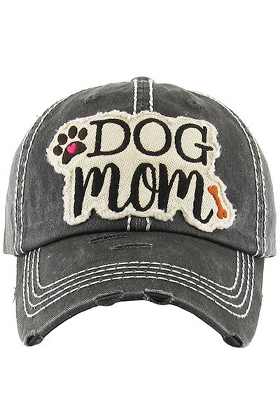 Dog Mom Black Distressed Cap | AeyrApparel.com