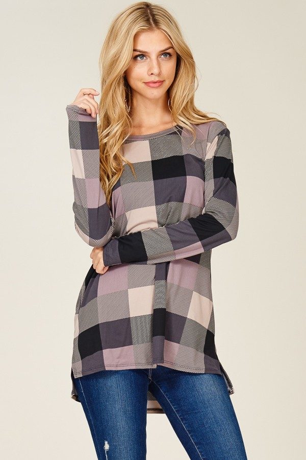 Delaney Relaxed Fit Long Sleeve Checked Pullover | AeyrApparel.com