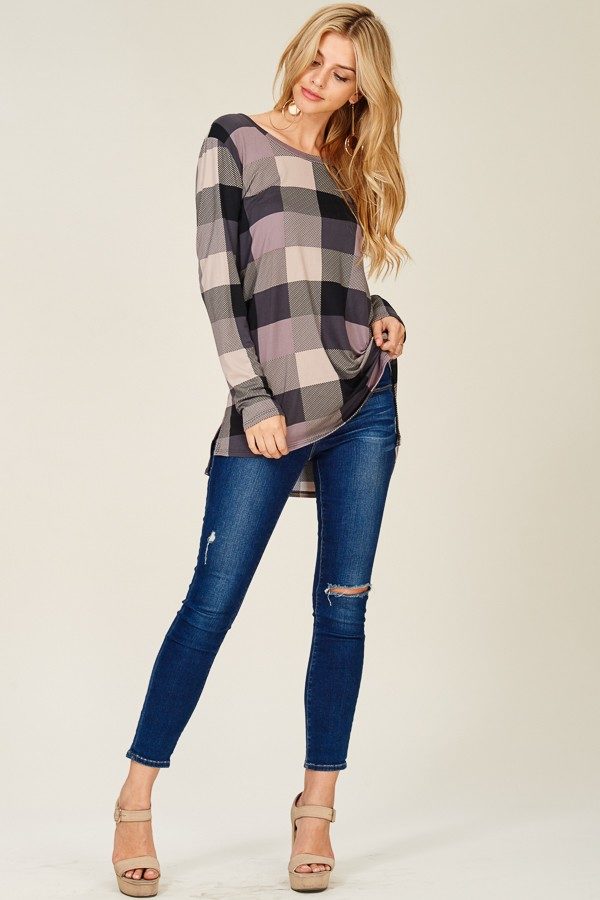 Delaney Relaxed Fit Long Sleeve Checked Pullover | AeyrApparel.com