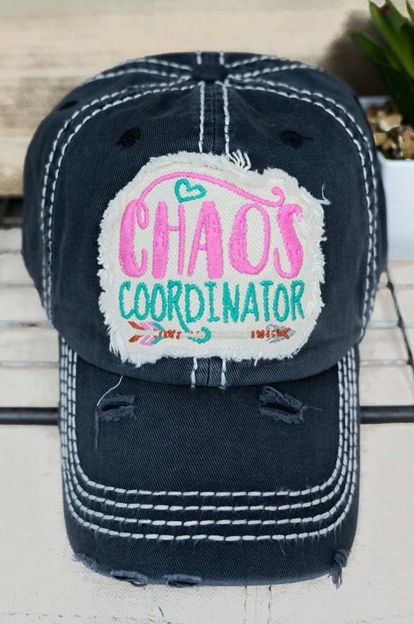 Chaos Coordinator Black Distressed Cap | AeyrApparel.com