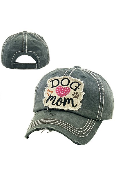 Dog Mom Grey Distressed Cap | AeyrApparel.com