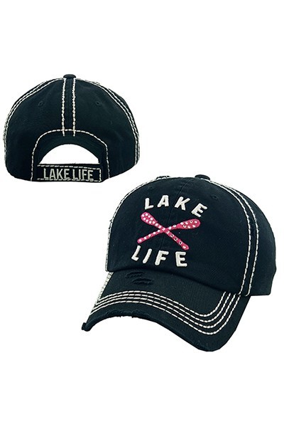 Lake Life Black Distressed Cap | AeyrApparel.com