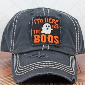 I'm Here For The Boos Black Distressed Cap | AeyrApparel.com