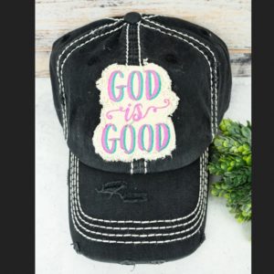 God Is Good Black Distressed Cap | AeyrApparel.com
