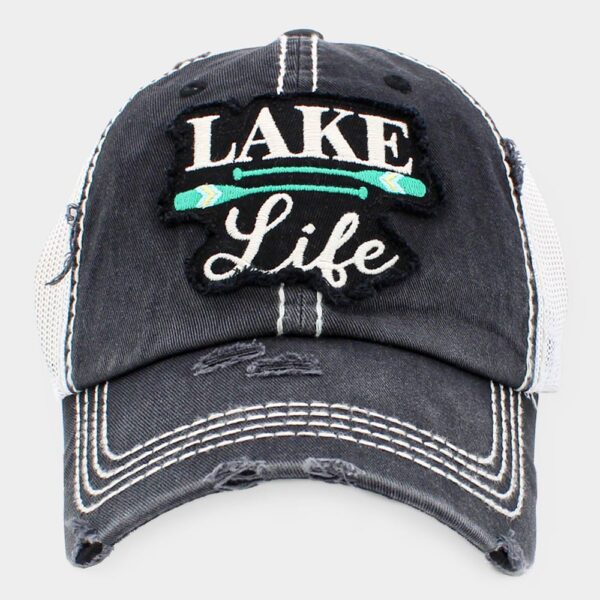 Lake Life Black Mesh Back Distressed Cap | AeyrApparel.com