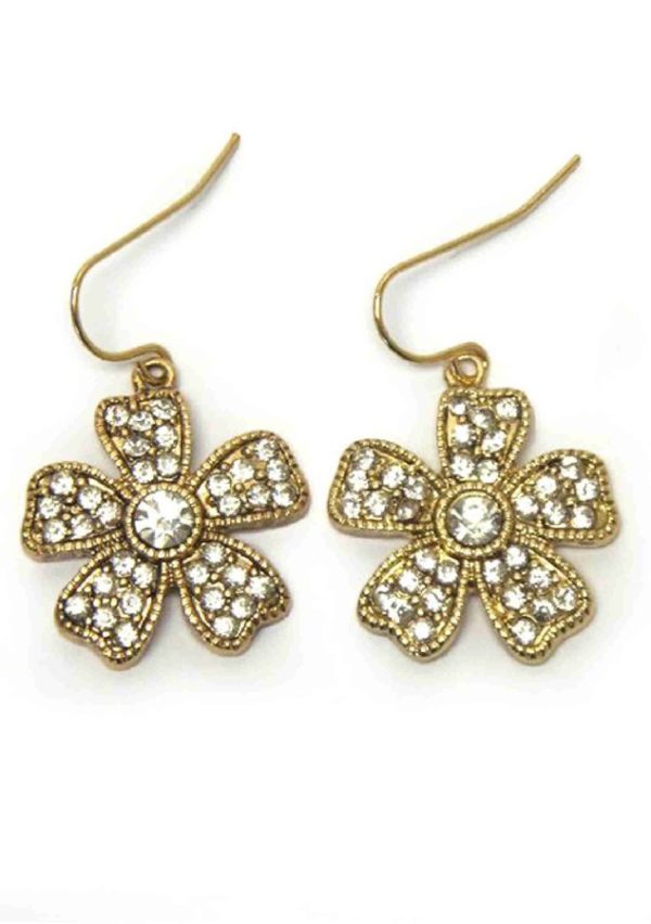 Gold Clear Crystal Daisy Earrings | Aeyr Apparel