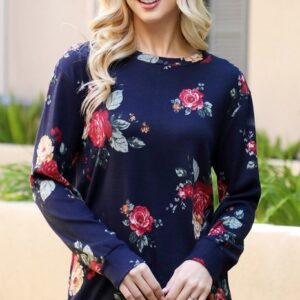 Polly Long Sleeve Floral Pullover Top | AeyrApparel.com