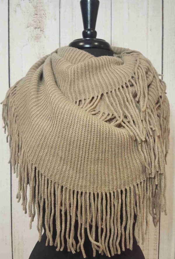 Taupe Fringe Infinity Scarf | Aeyr Apparel