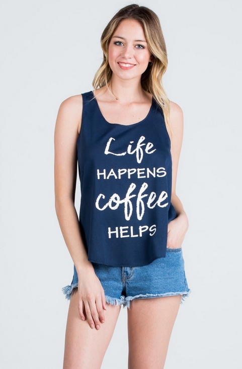 Life Happens Coffee Helps Tank Top | AeyrApparel.com