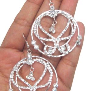 Silver Crystal Abstract Dangle Hoop Earrings | Aeyr Apparel
