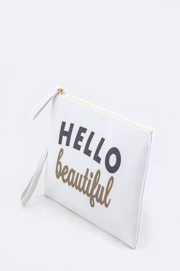 Hello Beautiful Canvas Makeup Bag | AeyrApparel.com
