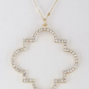 Gold Crystal Quatrefoil Pendant | AeyrApparel.com