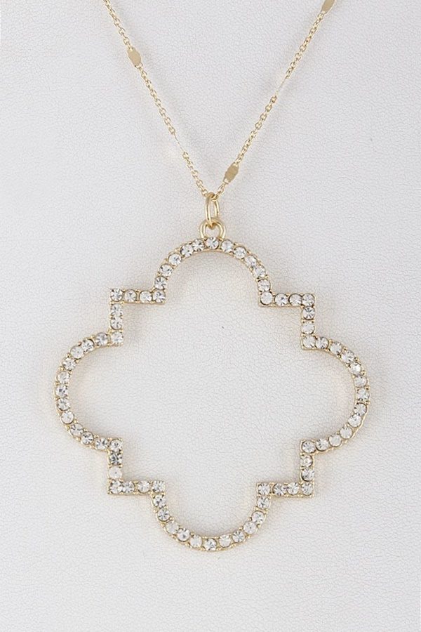 Gold Crystal Quatrefoil Pendant | AeyrApparel.com
