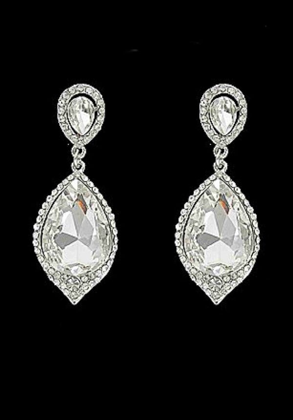 Silver Clear Crystal Teardrop Earrings | Aeyr Apparel