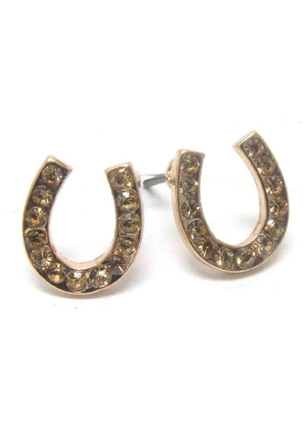 Topaz Gold Horseshoe Earrings | Aeyr Apparel