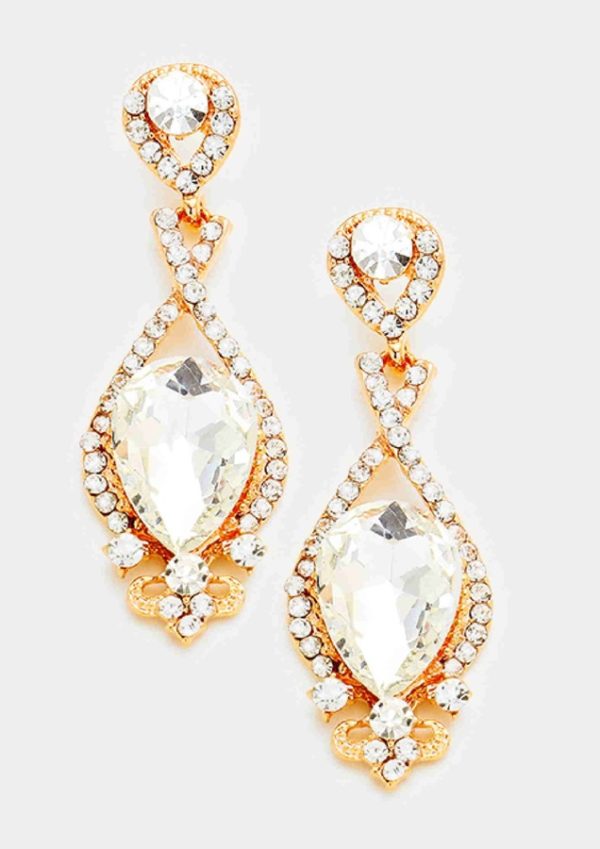 Ornate Rose Gold Clear Crystal Earrings | Aeyr Apparel