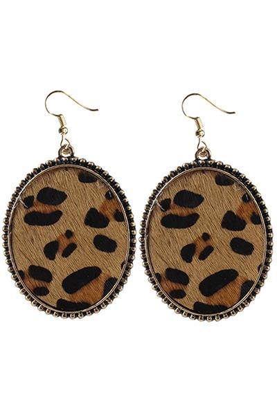 Oval Animal Hide Leopard Earrings | AeyrApparel.com
