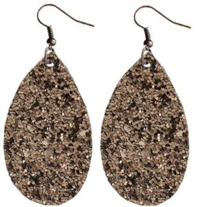 Bronze Glitter Die Cut Teardrop Earrings | AeyrApparel.com