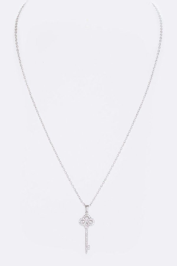 Silver Crystal Key Necklace | Aeyr Apparel