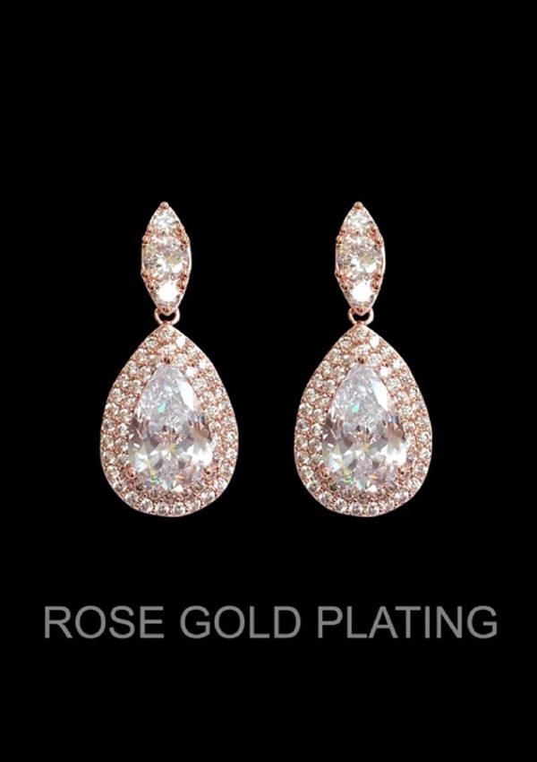 Rose Gold Plated Cubic Zirconia Earrings | Aeyr Apparel