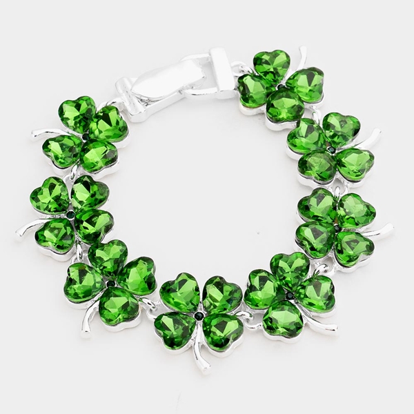Crystal Shamrock Link Magnetic St Patrick's Day Bracelet | AeyrApparel.com