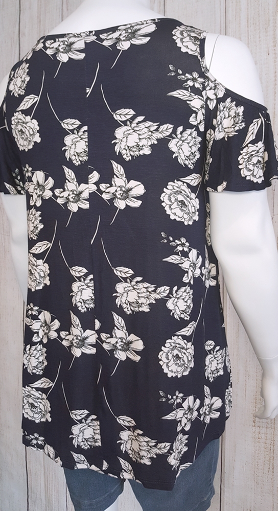 Miranda Floral Cold Shoulder Flutter Sleeve Plus Size Tunic | AeyrApparel.com