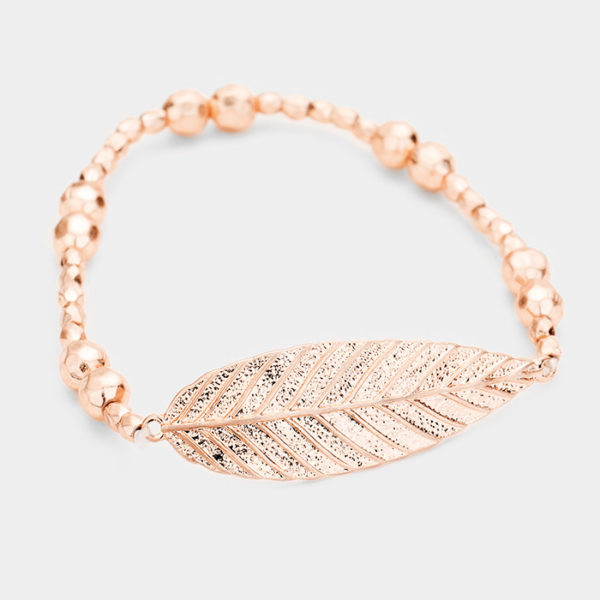 Rose Gold Stretch Leaf Bracelet | AeyrApparel.com
