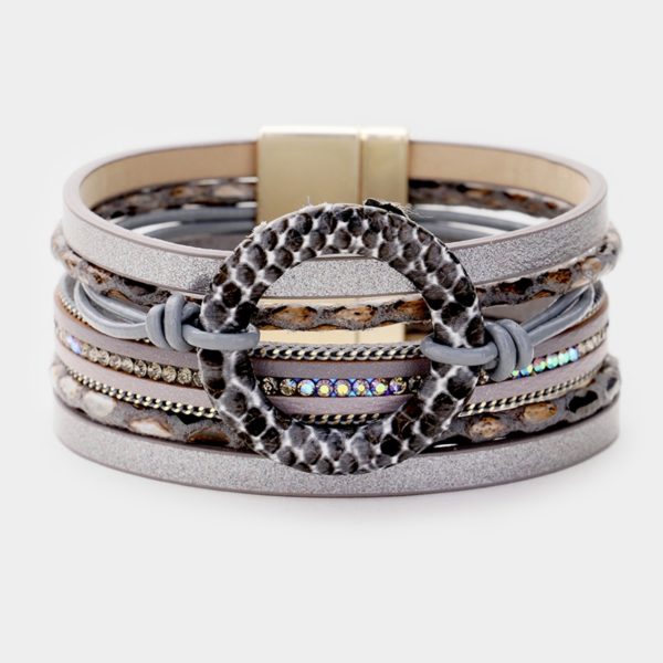 Grey Snake Multi Row Magnetic Bracelet | AeyrApparel.com