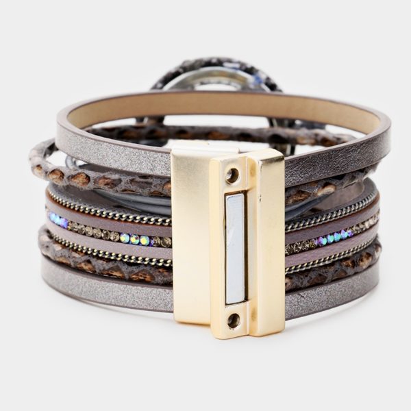 Grey Snake Multi Row Magnetic Bracelet | AeyrApparel.com