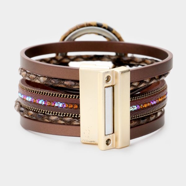Brown Snake Multi Row Magnetic Bracelet | AeyrApparel.com