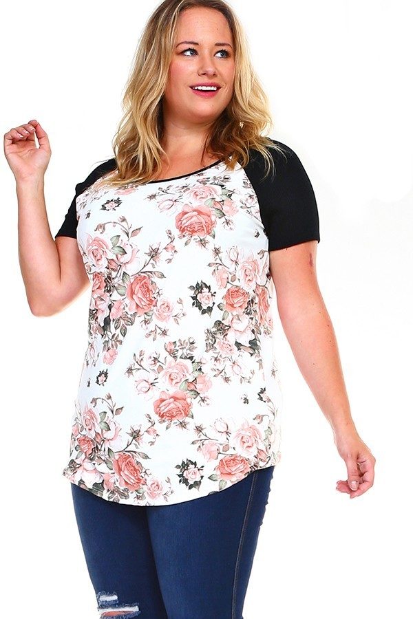 Laina Plus Size Floral Pullover Top | AeyrApparel.com