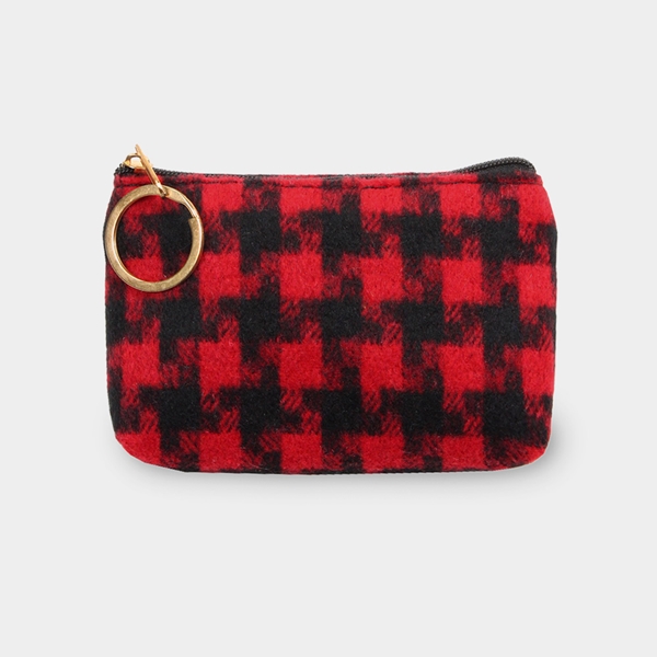 Wool-feel Hounds Tooth Coin Purse | AeyrApparel.com
