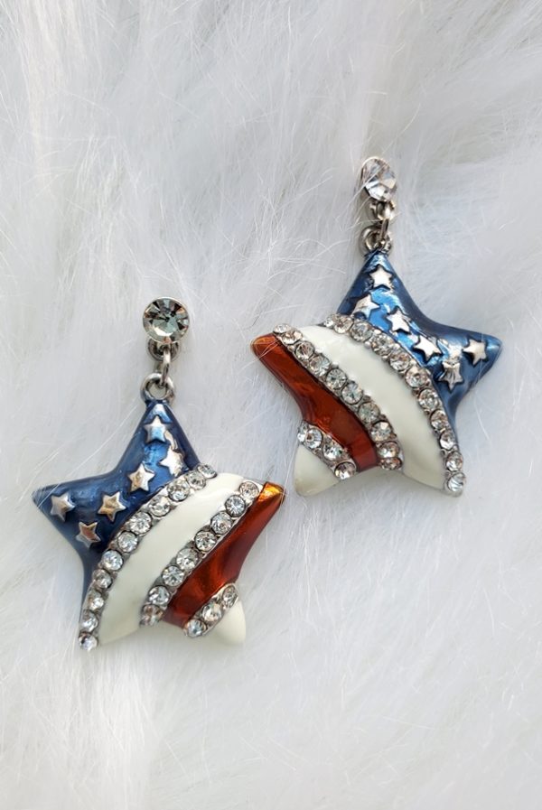 Enamel Crystal Patriotic Star Earrings | AeyrApparel.com