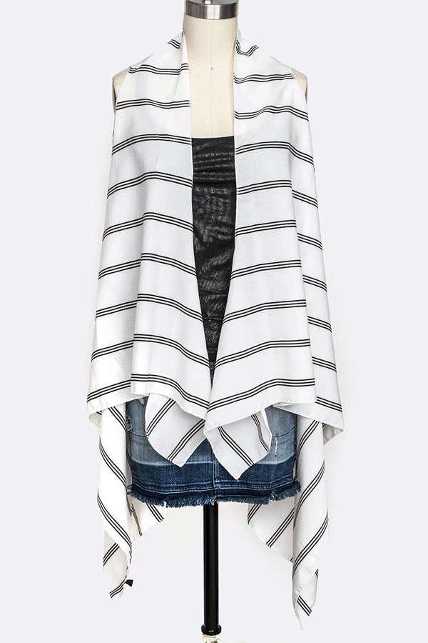 Black Stripe White Scarf Vest | AeyrApparel.com