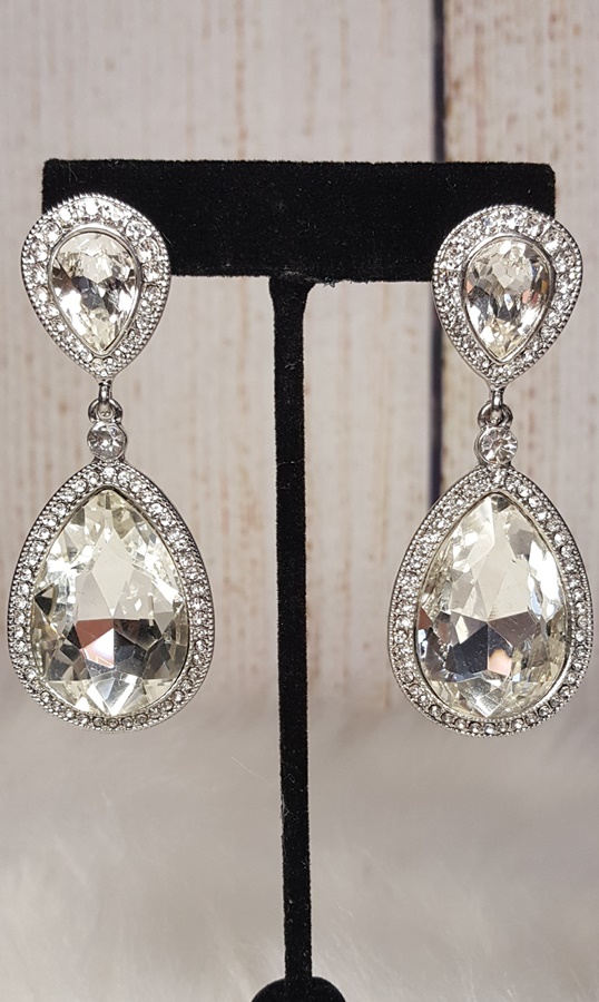 Crystal and silver teardrop earrings | Aeyr Apparel