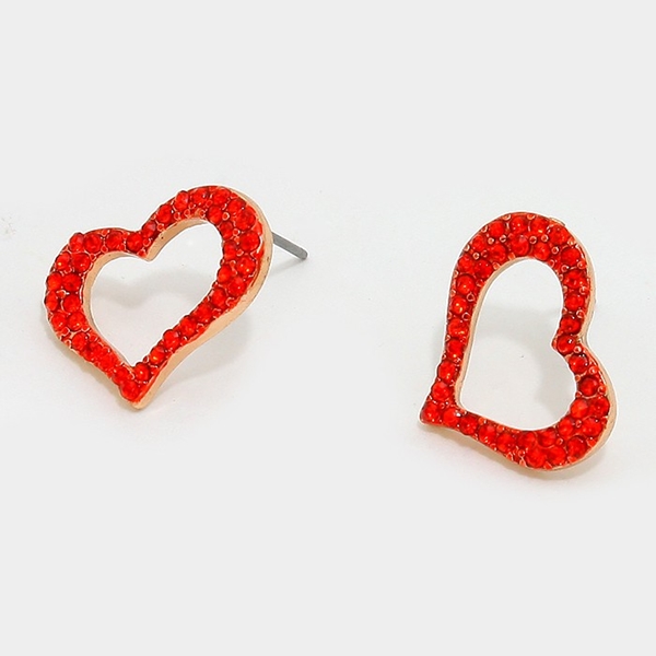 Rhinestone Open Heart Valentines Earrings | AeyrApparel.com