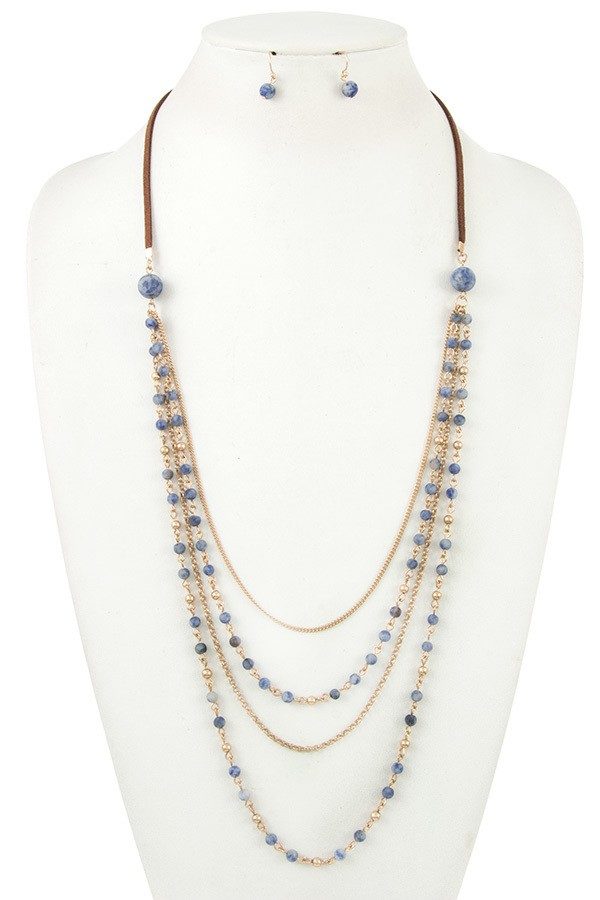 Blue Beaded Necklace Set | Aeyr Apparel